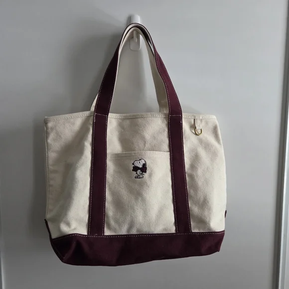American Eagle Cotton Canvas Snoopy Bow Tote Bag - Picture 1 of 4